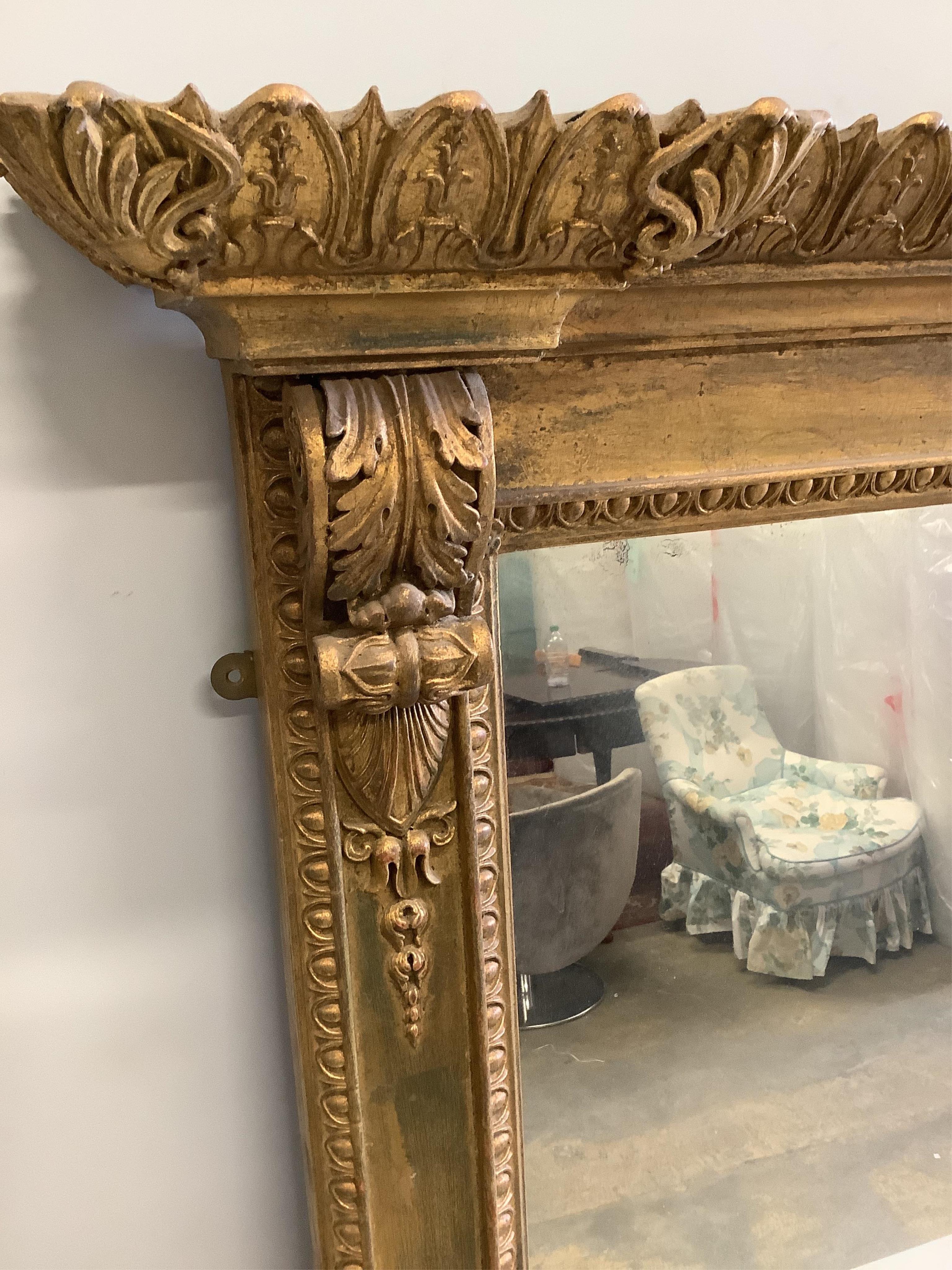 A Victorian style giltwood and composition overmantel mirror, width 153cm, height 162cm. Condition - good